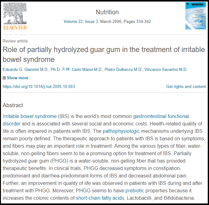 Partially Hydrolyzed Guar Gum (PHGG) Benefits for Gut Health, IBS